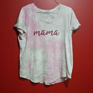 Women's Pink, Green, & White Tie-Dye 'Mama' T-Shirt